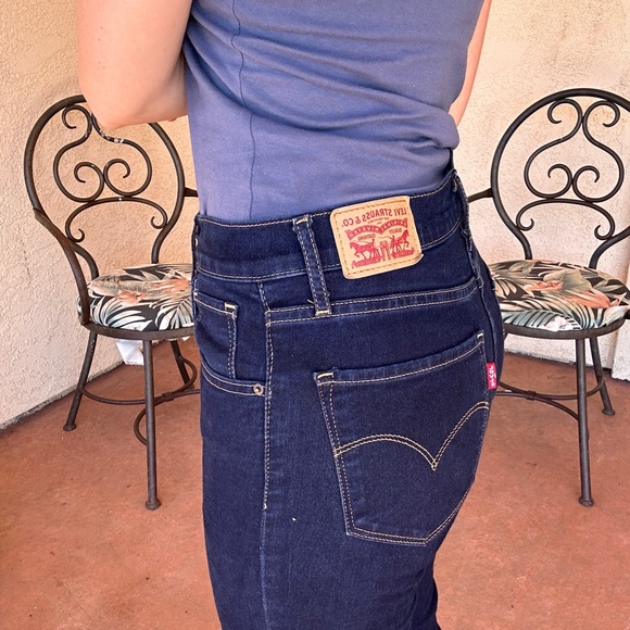 Dark Blue Women's High-Rise Straight Jeans - Picture 4 of 7